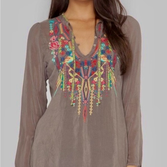 JOHNNY WAS Serendipity Embroidered BLOUSE Large - Picture 1 of 6